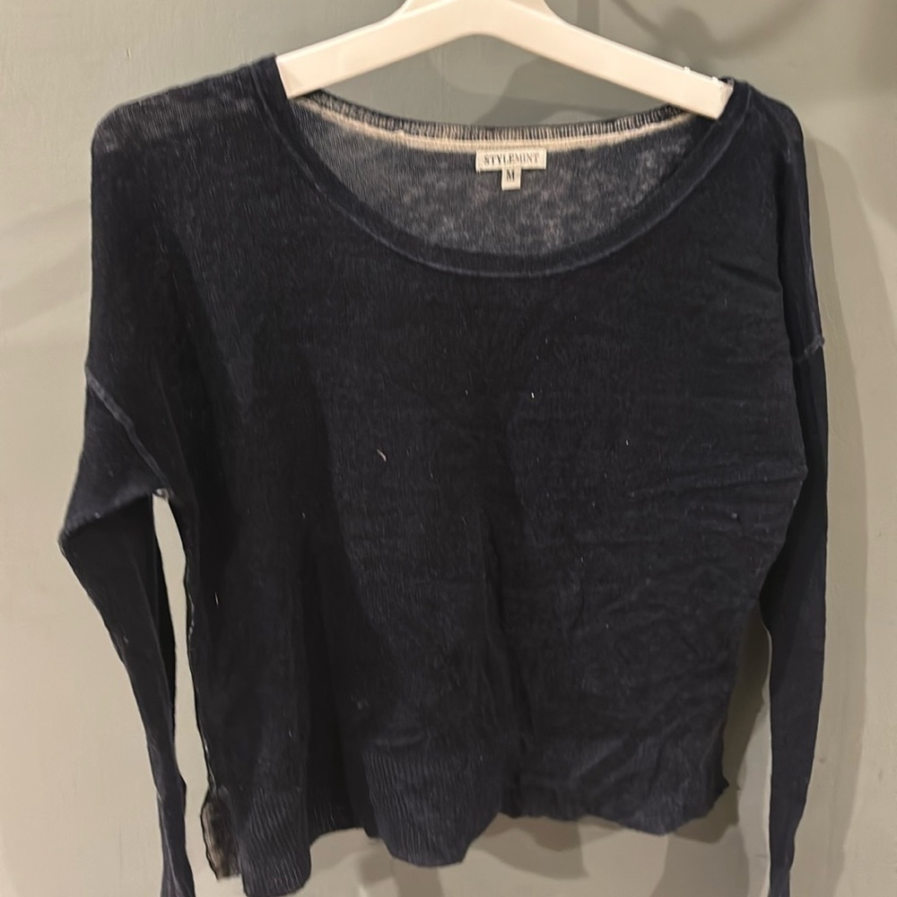 StyleMint 100% cashmere light weight sweater navy washed M